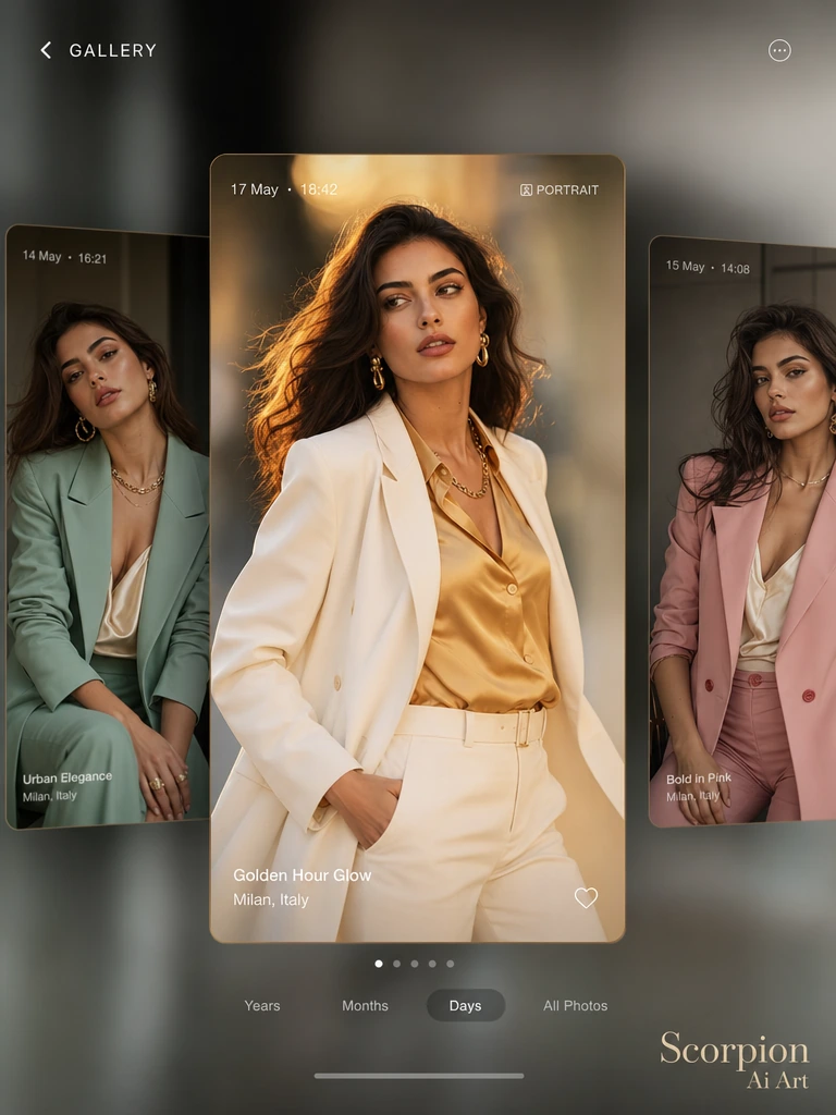 #promptshare Made here with & GPT2 Ultra-modern fashion editorial mimicking a luxury smartphone gall…