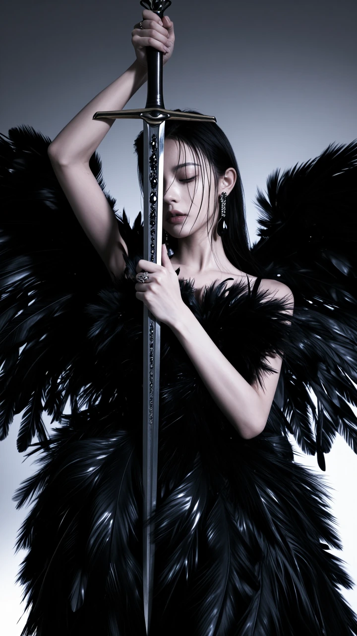 { "concept": "obsidian_blade_dark_angel_portrait", "format": "single_frame_editorial_portrait", "aspect_ratio": "9:16", "subject": { "type": "female_model", "identity_preservation": "high preserve facial structure, skin texture, natural features from