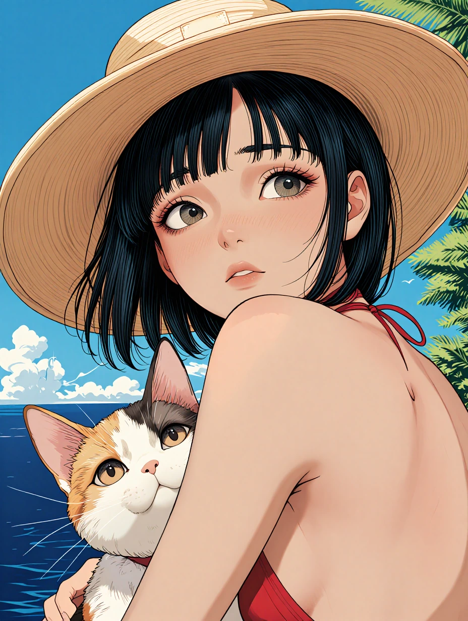 Woman with a cat