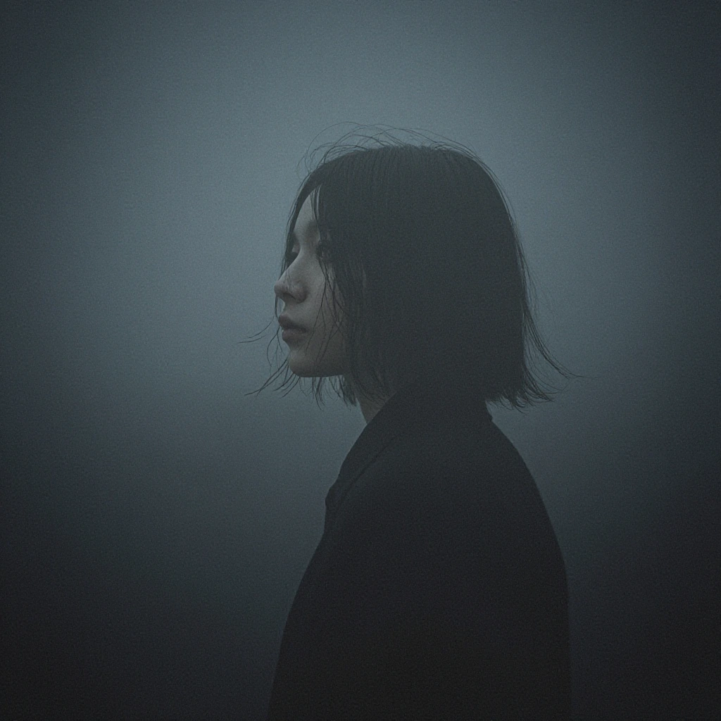 ethereal portrait of solitary figure in mist, cinematic lighting, minimal