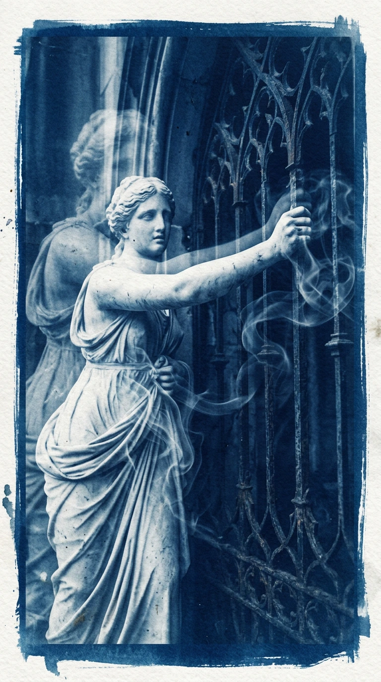 I evaporate in wisps of cyanide, A ghost of petrified flesh, Wandering in the reflection of a mirror…