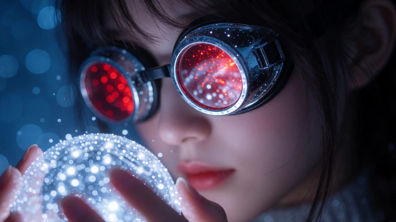 Highly detailed, professional photography, perfect skin, beautiful hair. Bokeh effects, high-resolution, frosted blue tone, falling sparks bokeh shimm