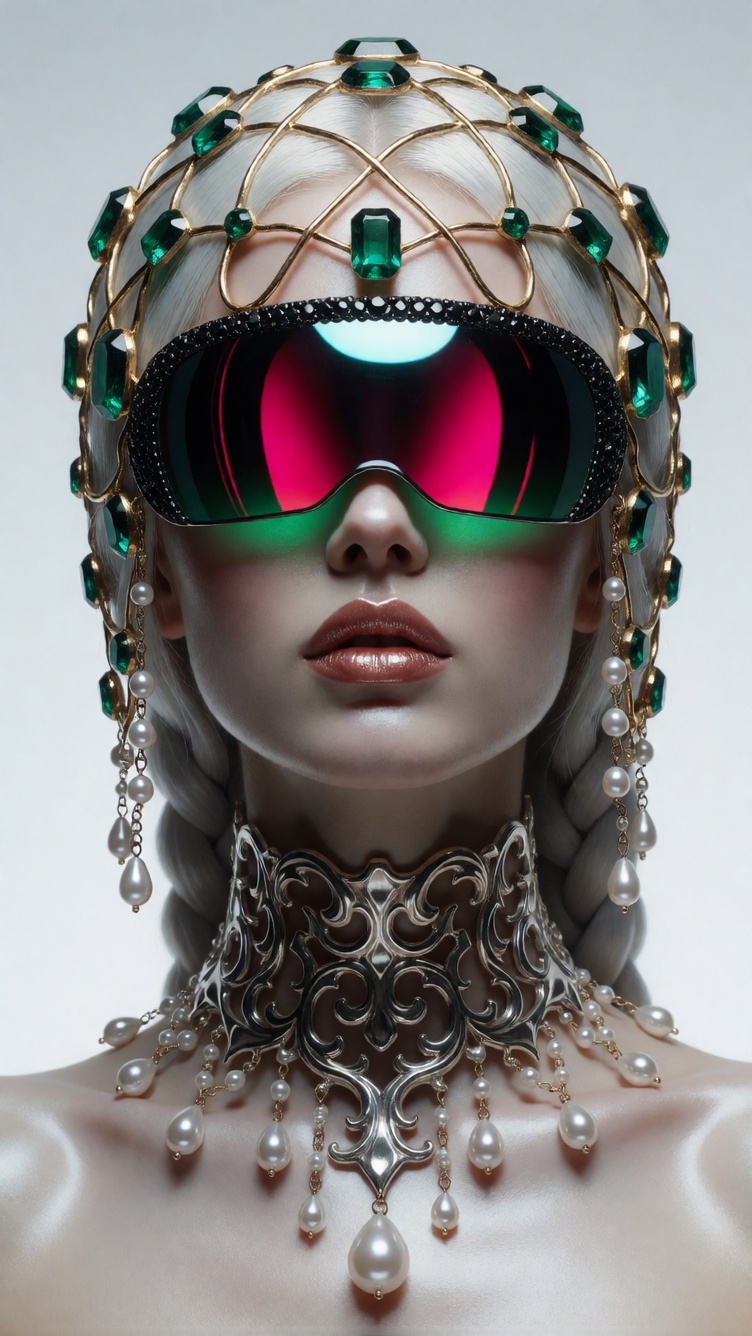 Glamorous Dark Fantasy, Avant-Garde Editorial style intimate dynamic close-up portrait of an enchanting gothic muse with flawless alabaster skin and u