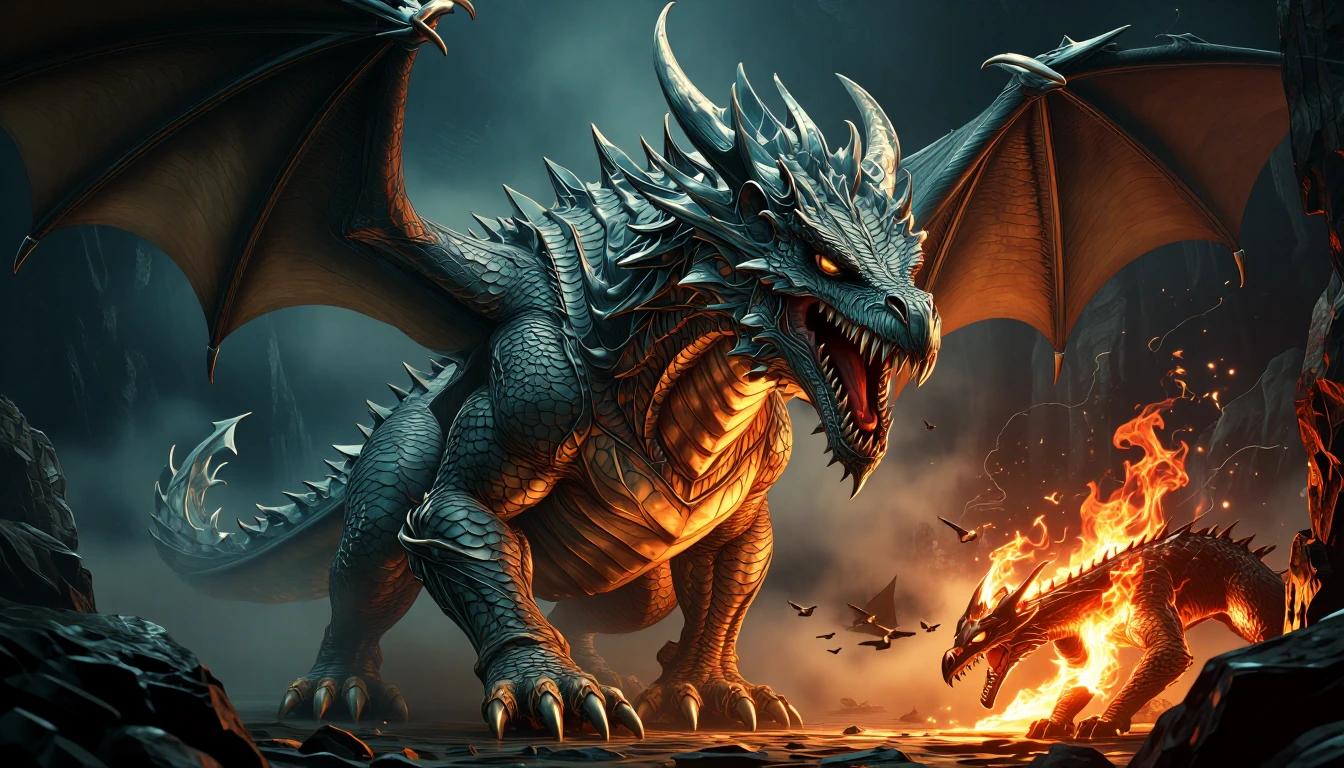 Beneath the Glazier is an Ice Dragon! Free the Beast and let it fight the marauding Fire Drake! The two will slay each other!