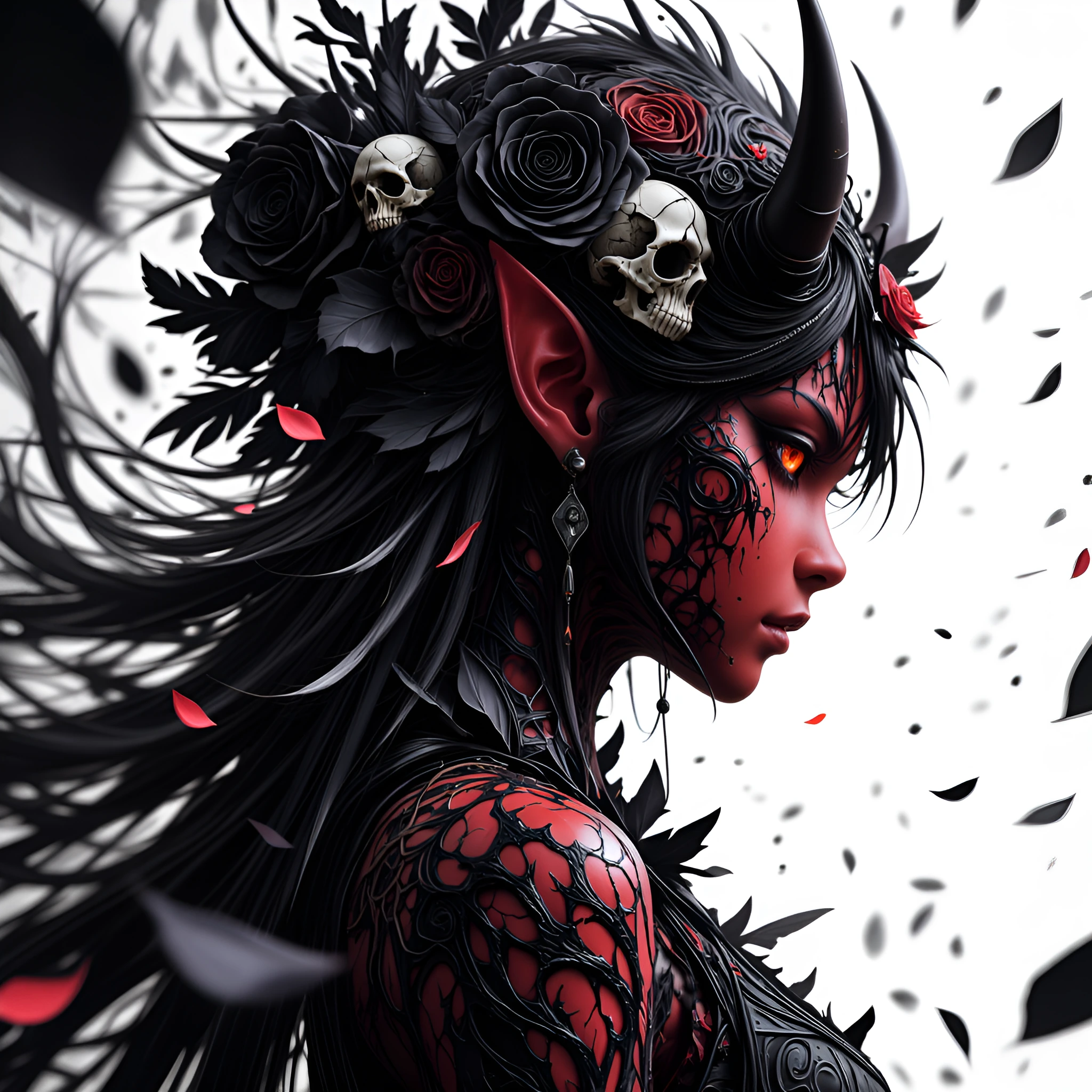 (masterpiece, best quality, amazing quality, very aesthetic, extremely detailed, very detailed, absurdres, newest, Aka-Oni, oni, (oni horns), colored 