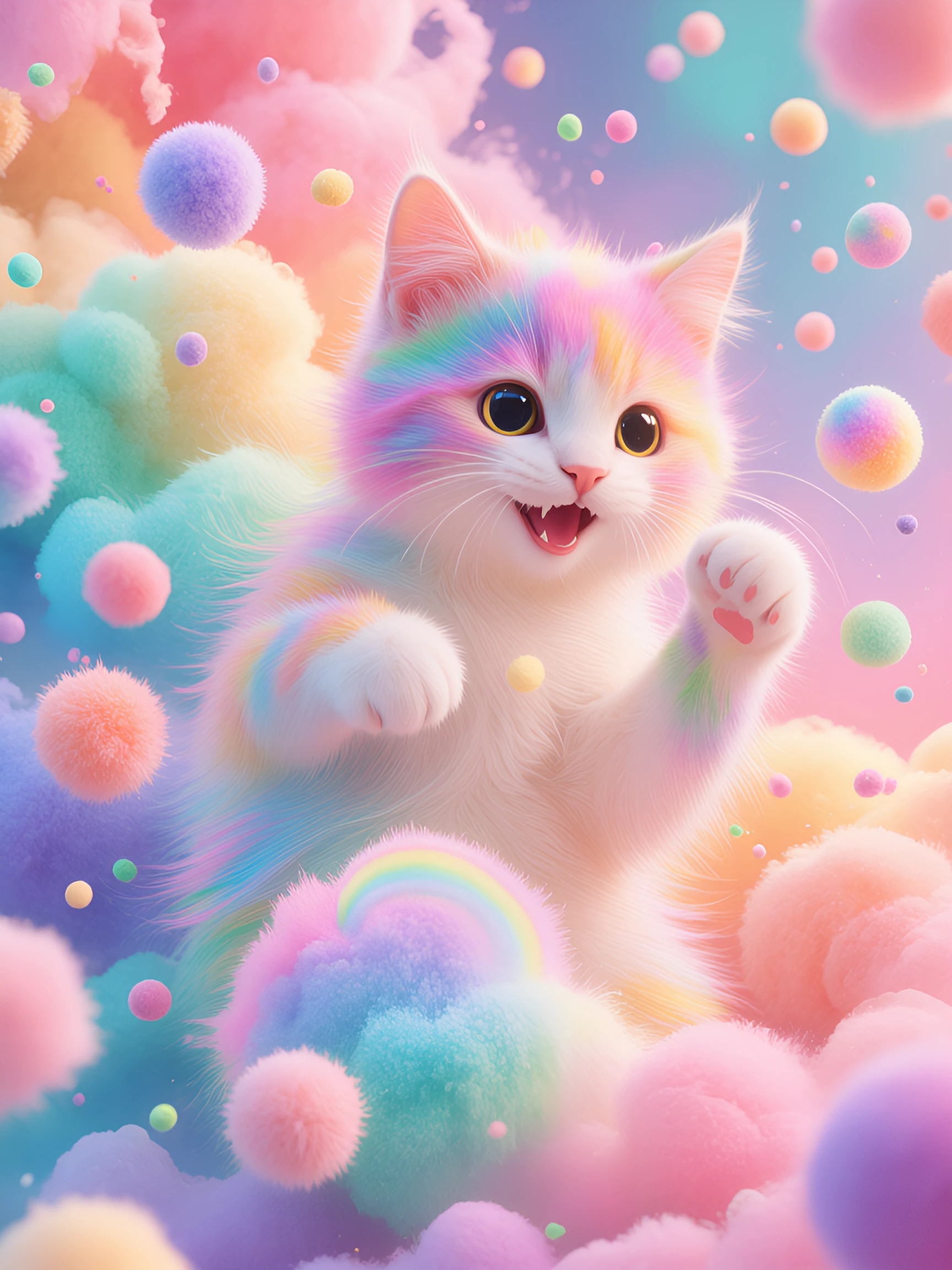 round voluptuous balls of rainbow kitten energy zapping your face