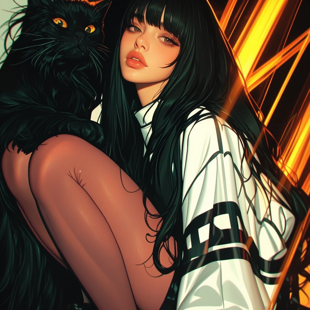 That is one fluffy cat! 🖤