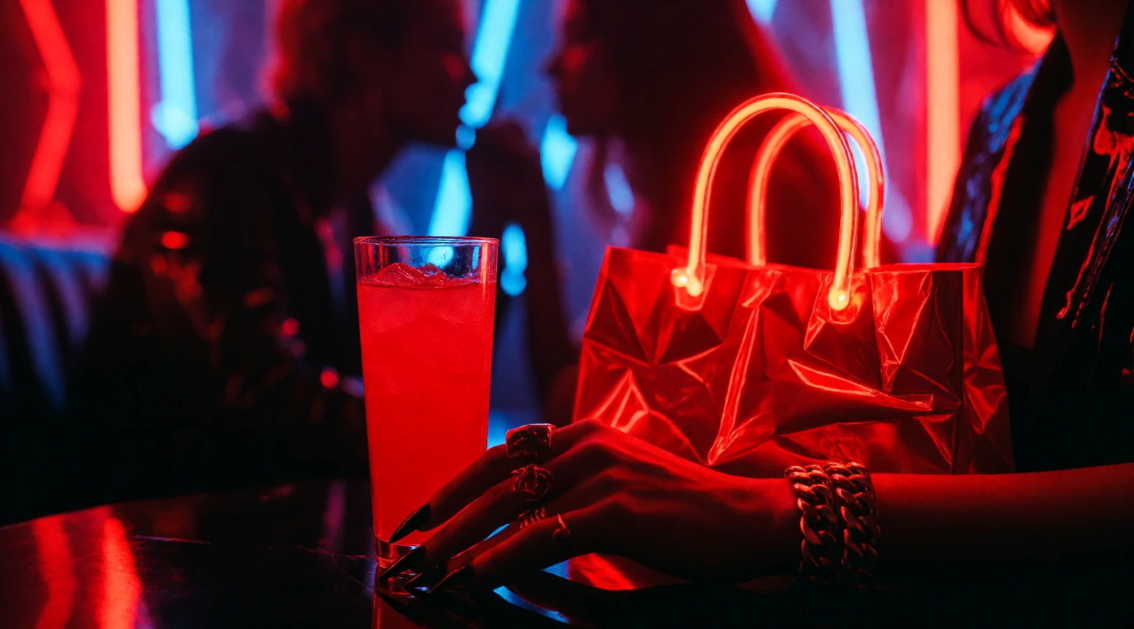 16:9 keyframe, high-grade cinematic still with raw avant-garde treatment, heavy film grain, bold imperfect black line accents, and aggressive neon col