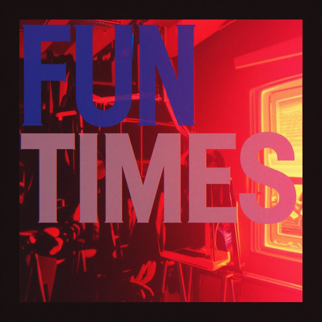 FUN TIMES, album cover art, bold colors, square composition, atmospheric