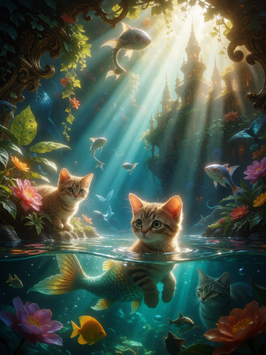 Merkitten swims to a forgotten mermaid city