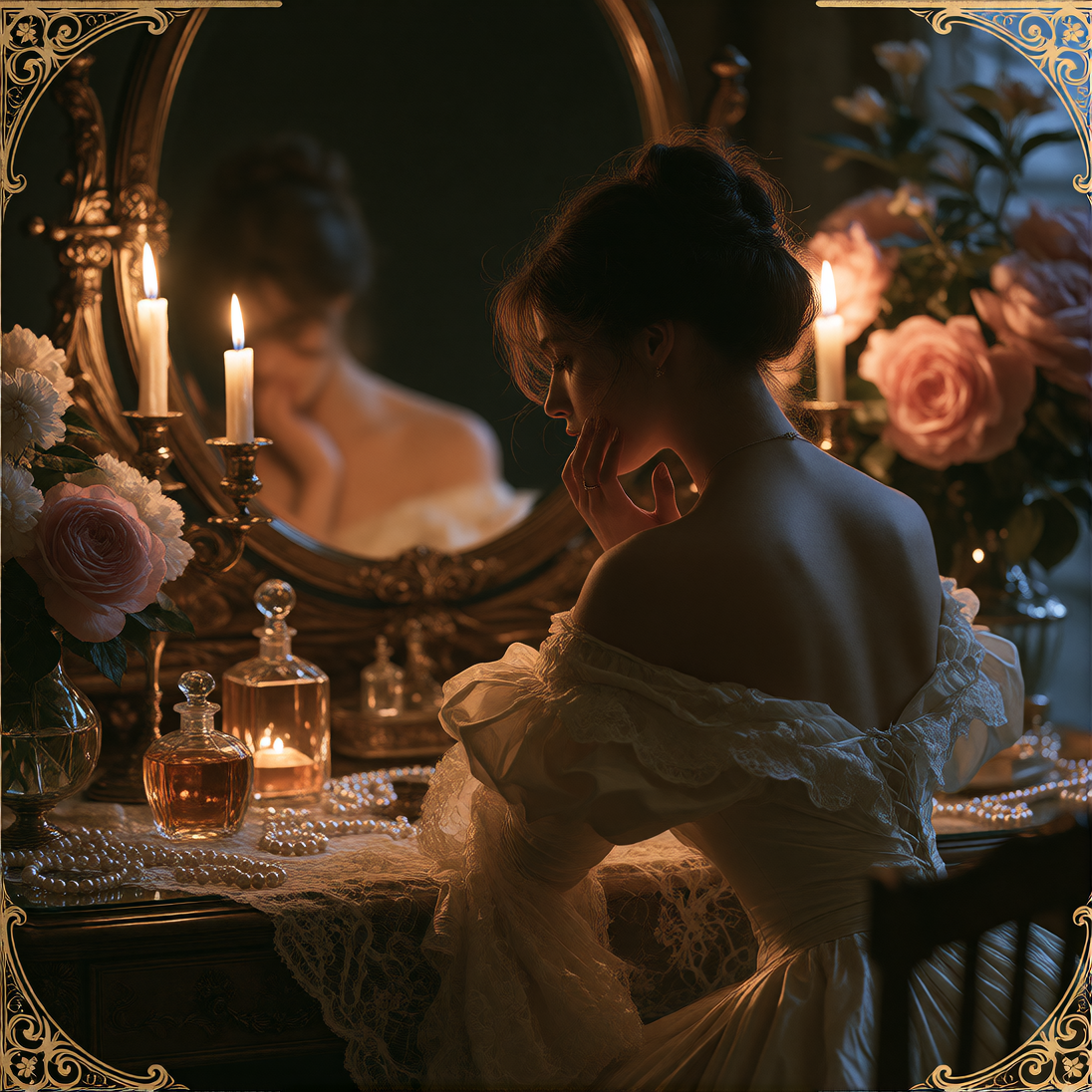 the mirror knows what she's forgotten.