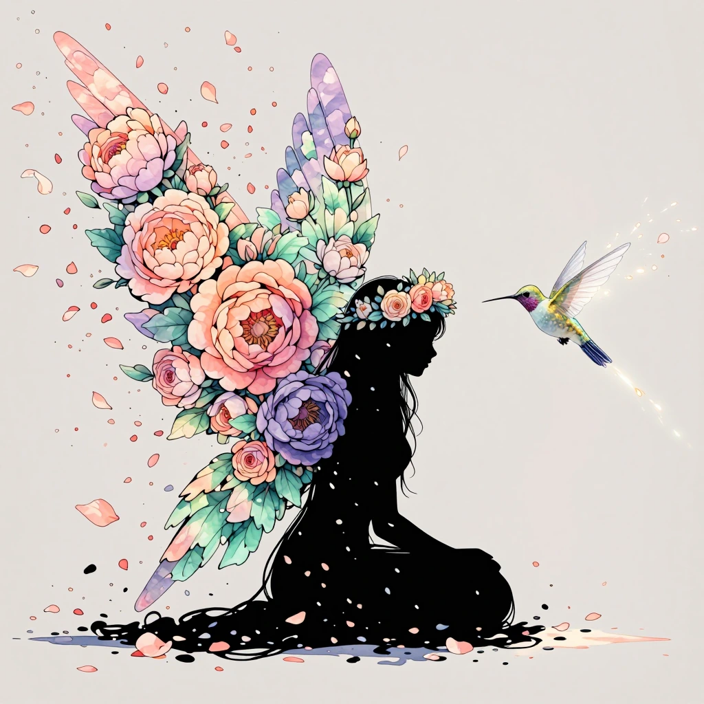 (melting,:1.5) masterpiece, best quality, score_9, score_8, score_7, newest, 1girl, mature female, solo, silhouette, black figure, seated, profile, lo