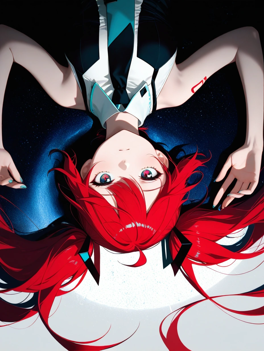 upside-down, Hatsune Miku with red hair