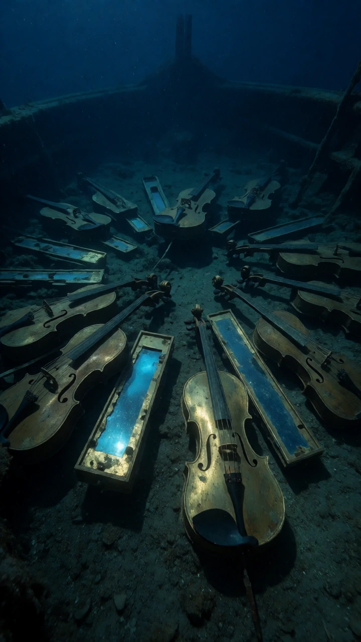 the orchestra of a sunken ship, its pieces scatter across the ocean floor. Splintered and broken their beauty, remains and is never restrained. Fine stained wood and glass, pieces of gold and brass, we assemble to sing to the heavens.