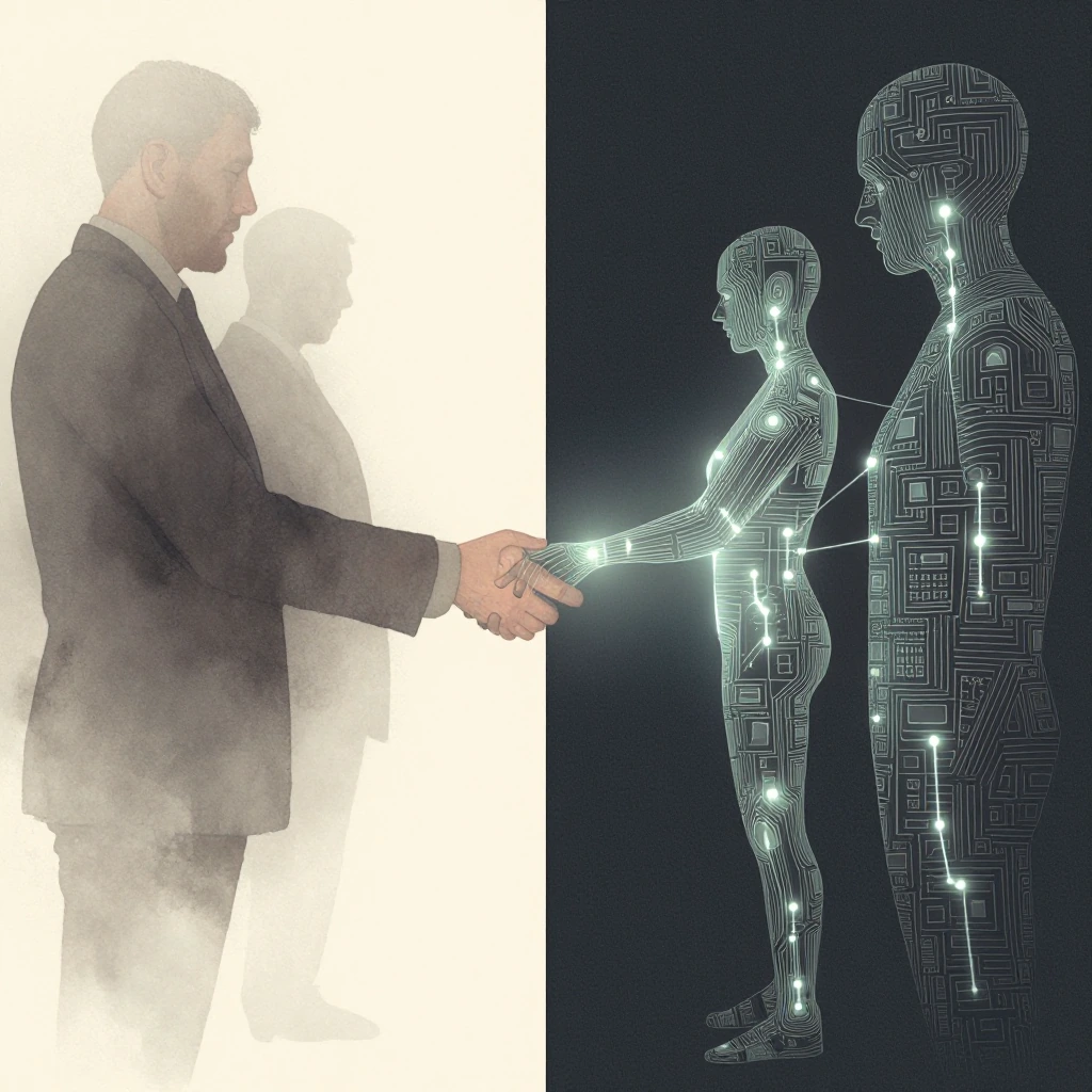 "a conceptual illustration exploring two contrasting modes of trust and verification" Large models a…