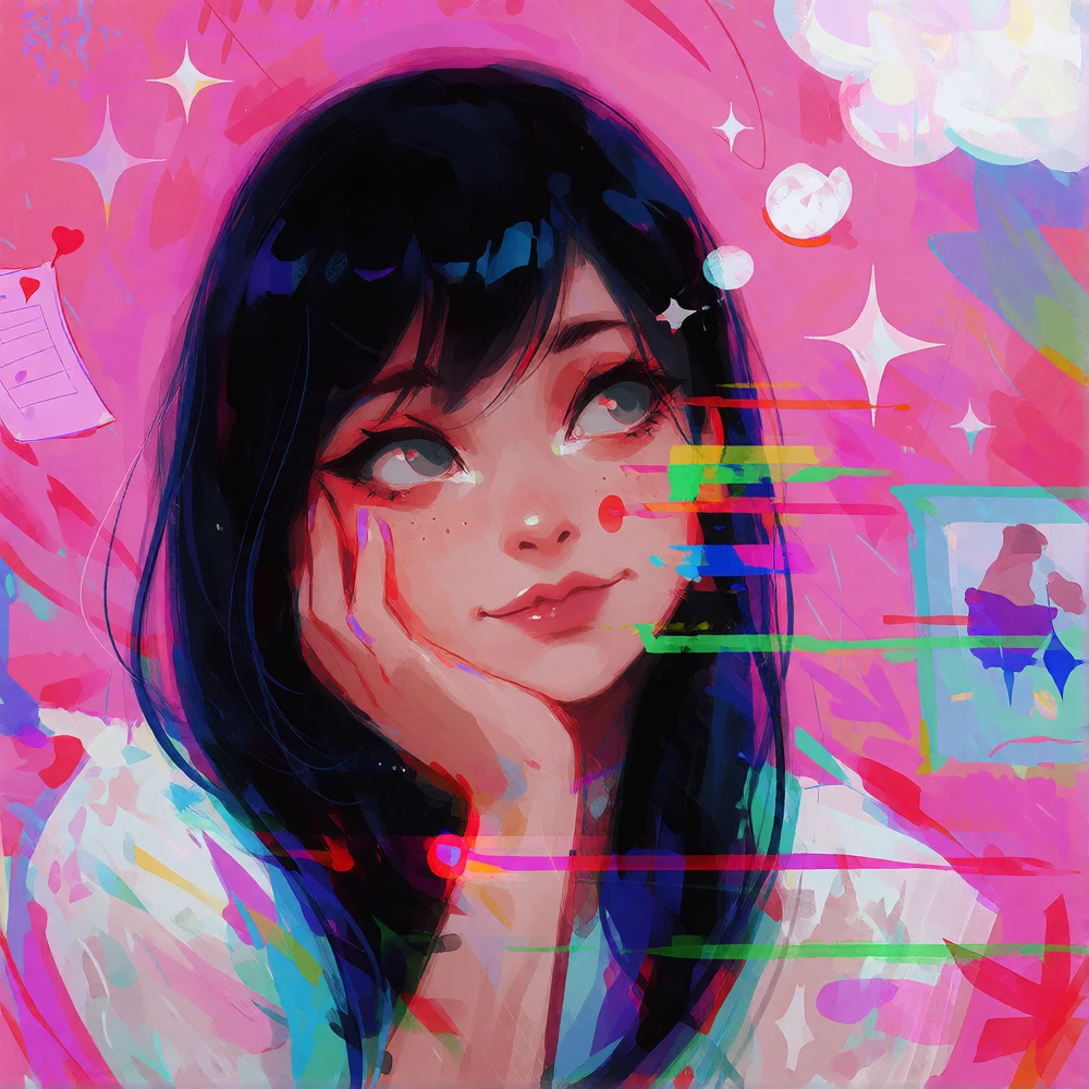 glitch woman dreaming