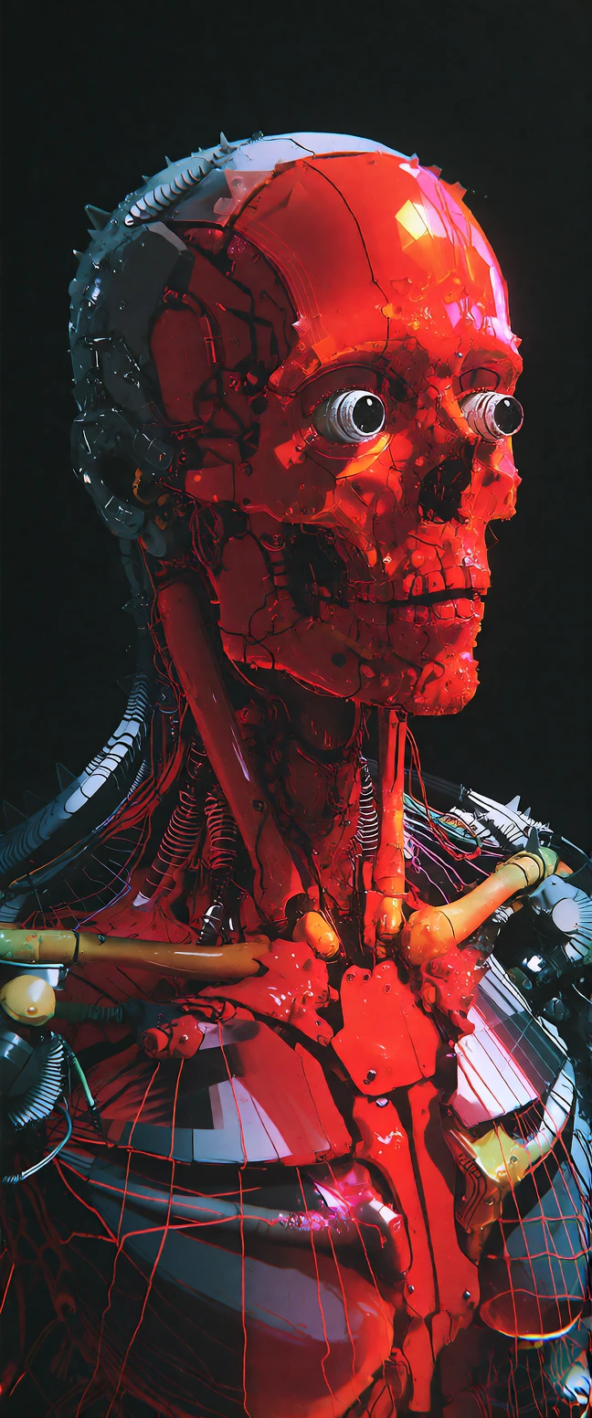 A macro-photographic, hyper-maximalist visualization of a deconstructed synthetic anatomy, functioning as a visual manifestation of a cognitive shift 