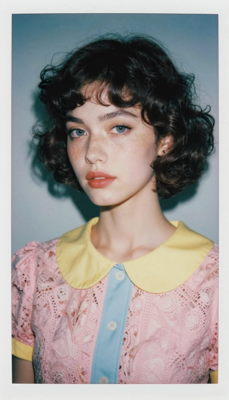 This is a portrait-style photograph with a vintage, film-like aesthetic — it has the soft color tones and slight grain reminiscent of a Polaroid or me