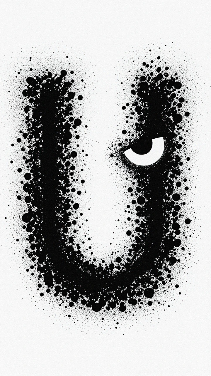 Hand-drawn noise static coalesces into a single urgent letter that follows you across every tab, winking.