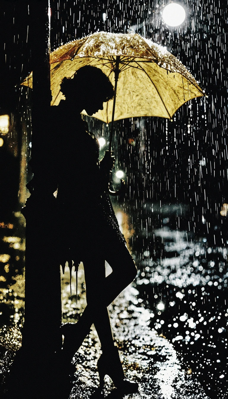 Art cleanses our souls of the dust of everyday life… and it is from this reflection that we create a striking, expressive and sombre image, in the spirit of #Dark Academia #Rain kissed Muse# .She is holding a yellow umbrella. She is leaning, looking