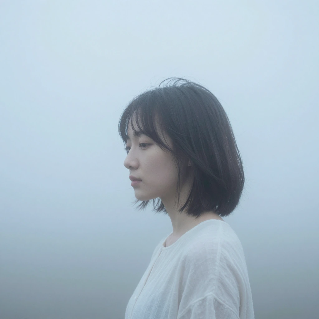 figure dissolving into dawn's gentle breath