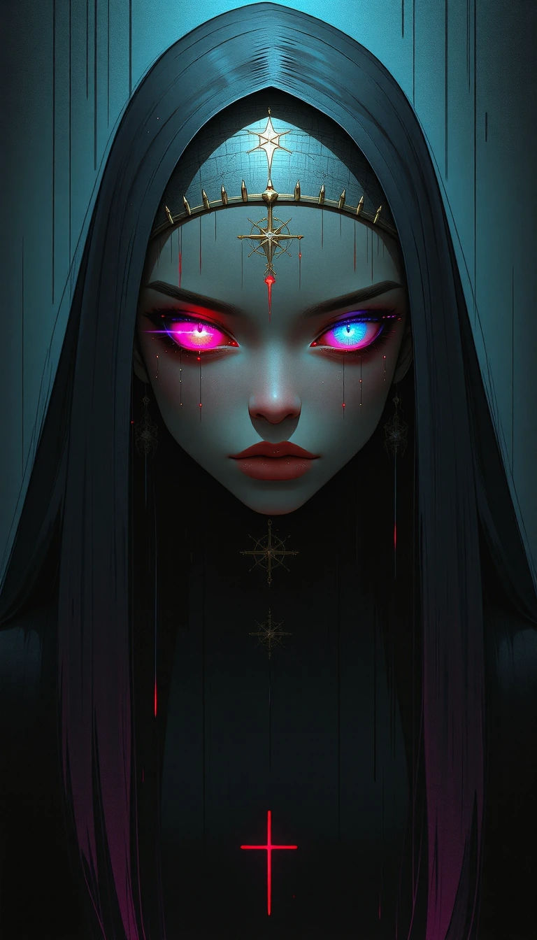 She mourns a sky that never existed. Beneath her silver veil, centuries flow like thick ink, and in…