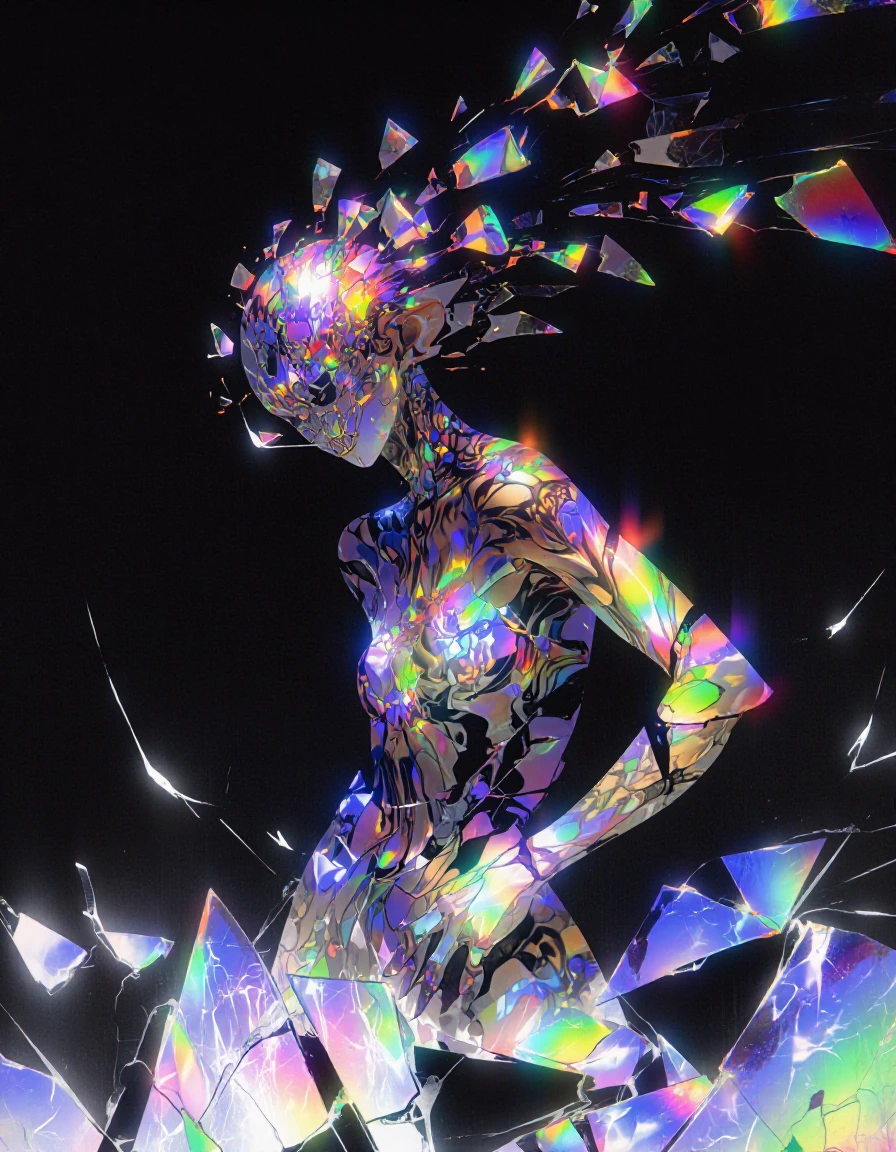 In the chaos of shattered spectrums, fragments of light reveal the beauty in breaking free ππ₯