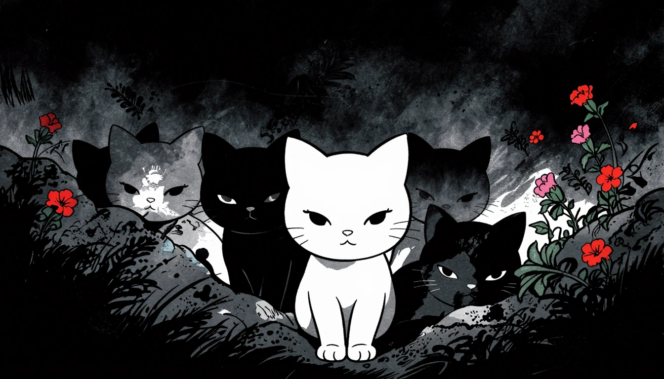 Kittens and flowers