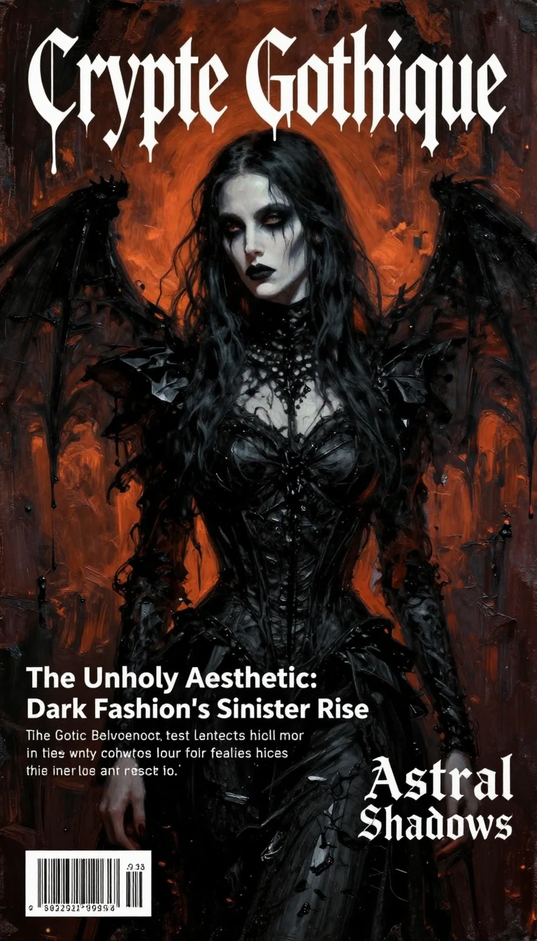 # Crypte Gothique Magazine Cover A haunting portrait dominates this gothic publication by the Gothic Deviantart Collective. A pale-faced figure with d