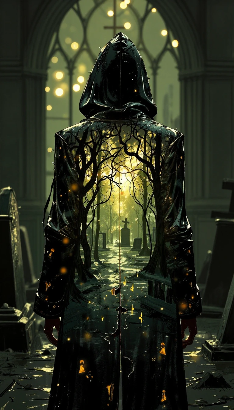 Clothed in darkness, lined with light. I am the threshold you will all cross. Look closely: hell is…