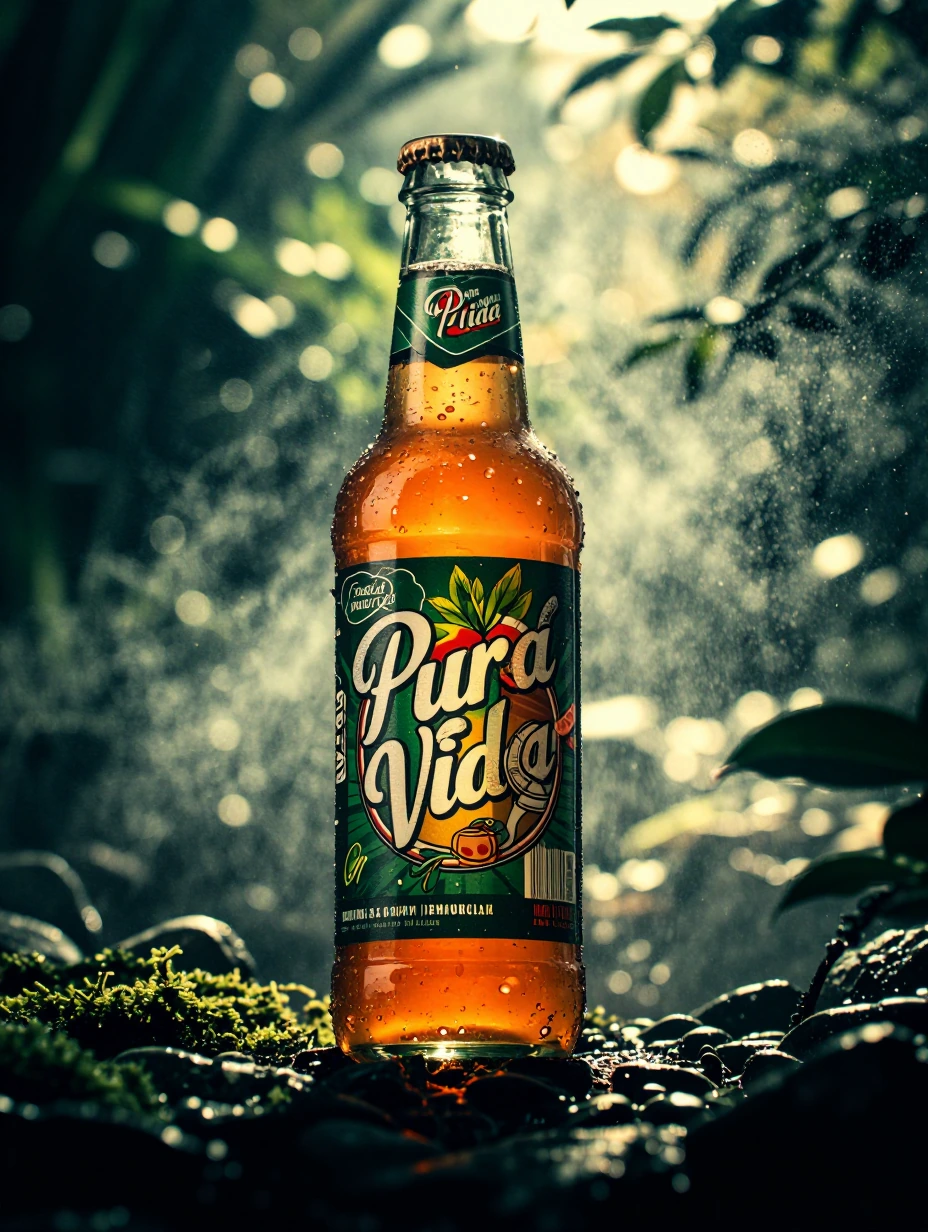 "Pura Vida" It's a saying that means "Pure Life" the saying refers to a philosophy of experiencing life to the fullest. A drink bottle advert