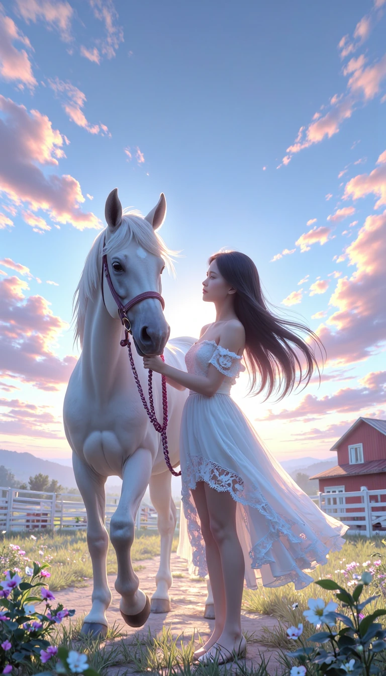 ethereal pastel liminal space portrait, extreme close-up of serene face tilted gently backward, soft peachy-pink skin tones blending into lavender sha