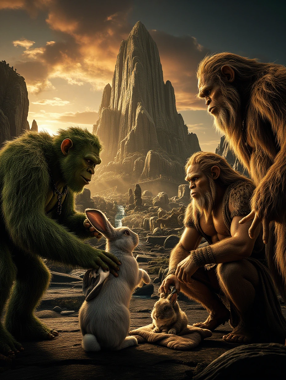 3 Ogres talking rabbit skinning