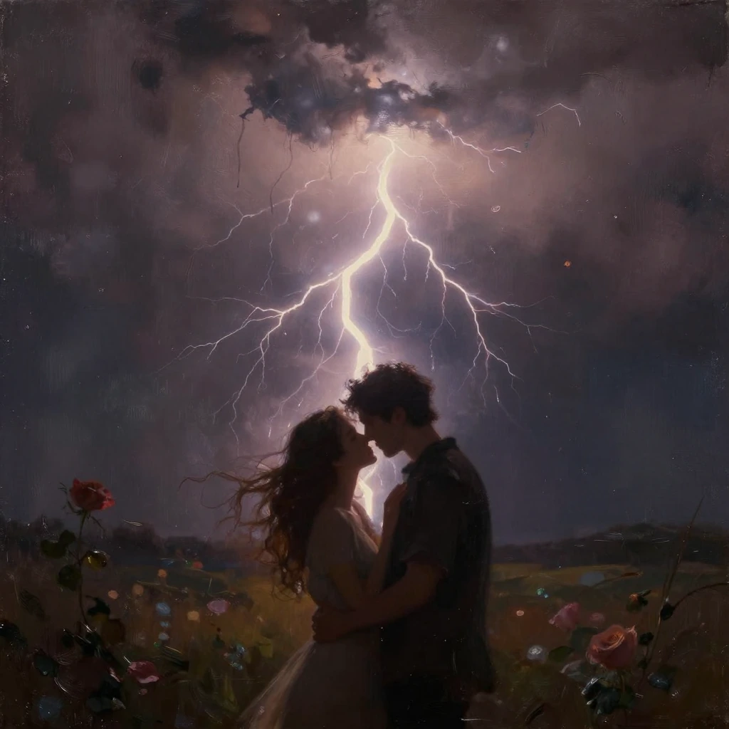Art purifies our souls of the dust of everyday life... and it is from this reflection that we create a striking, expressive and sombre image, in the spirit of #Stephen King. Create a masterpiece featuring a "Storm Romance " A stormy romance set in a