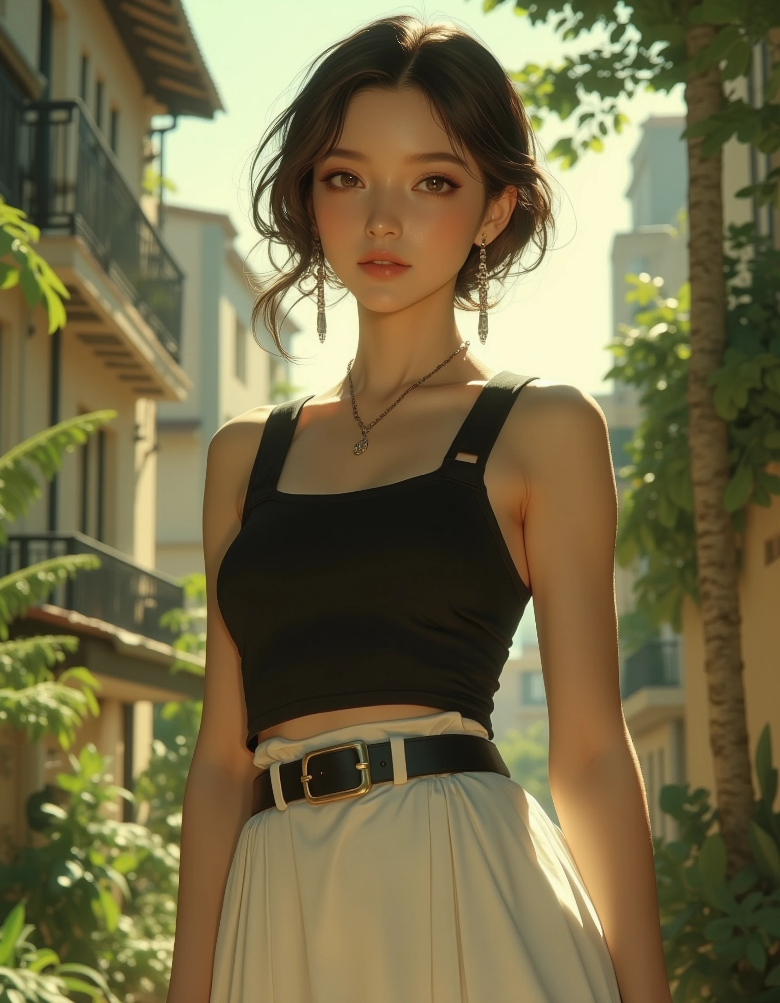 { "scene": { "environment": { "background": { "elements": [ { "details": { "color": "green", "density": "lush" }, "type": "trees" }, { "details": { "color": "soft earthy tones", "focus": "background" }, "type": "blurred buildings" } ], "lighting": { 
