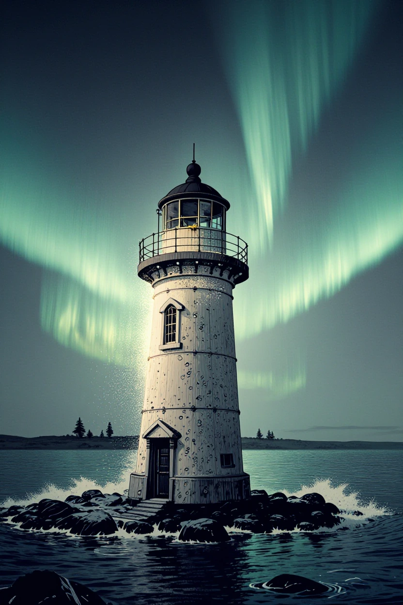 a lighthouse made of sound, aurora borealis