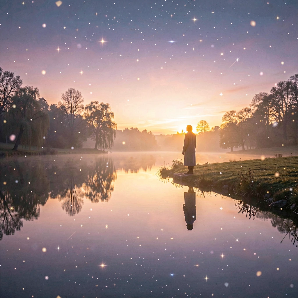 @hivewriter's twilight stillness, where water mirrors the space between breaths