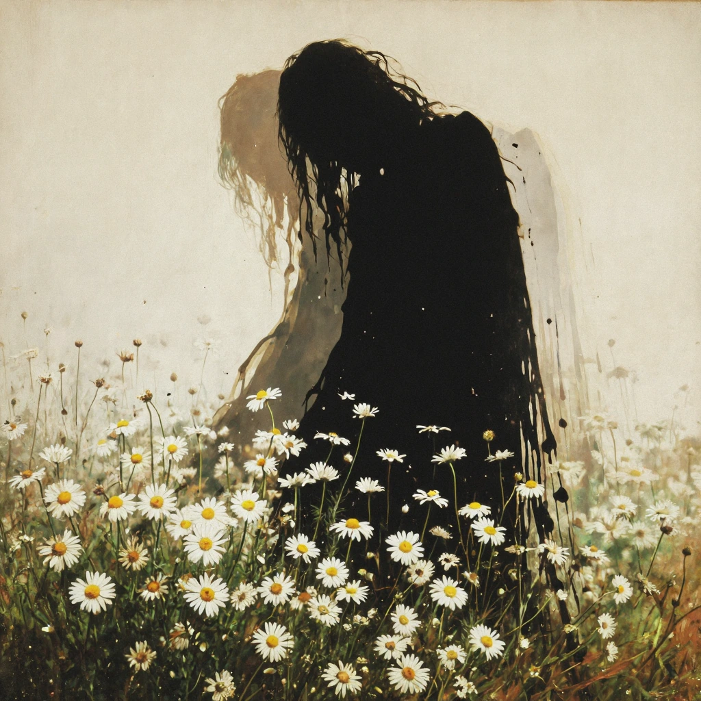 Art purifies our souls of the dust of everyday life… and it is from this idea that we create a striking, expressive and sombre image, in the spirit of Stephen King. Daydreaming in the meadow amongst white daisies --- Strange. Dreamlike. Mystical. Mag