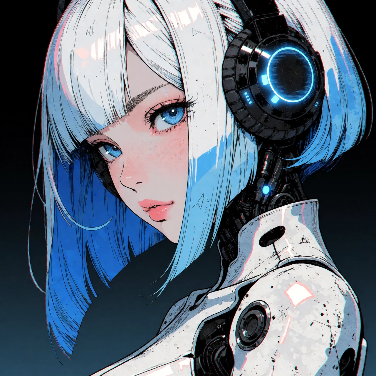 masterpiece, best quality, newest, absurdres, highres, very awa, anime screencap, x3n0tr1p, chromatic aberration, limited palette, futuristic, cyberpu