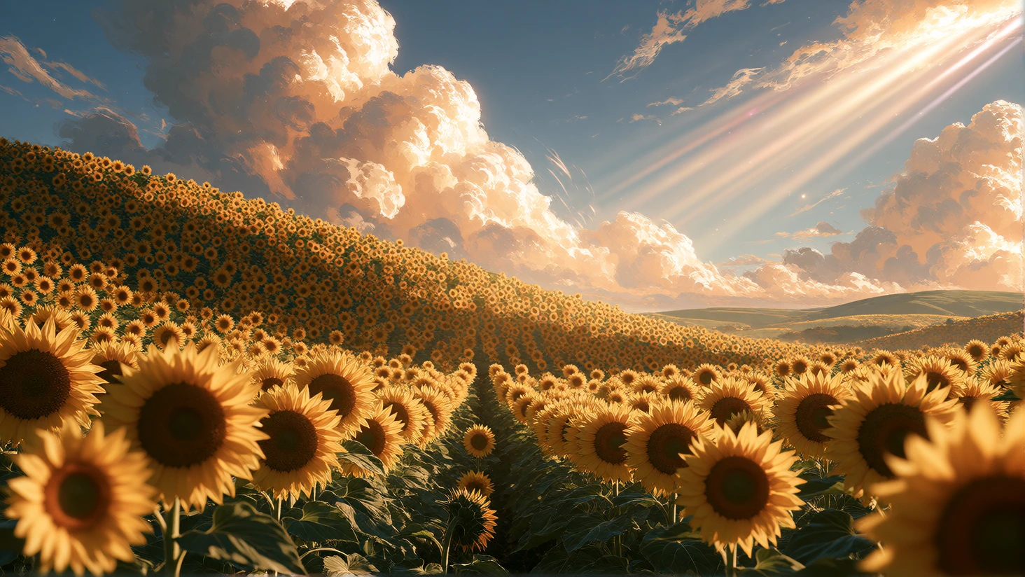 A hill full of beautiful high quality sunflowers