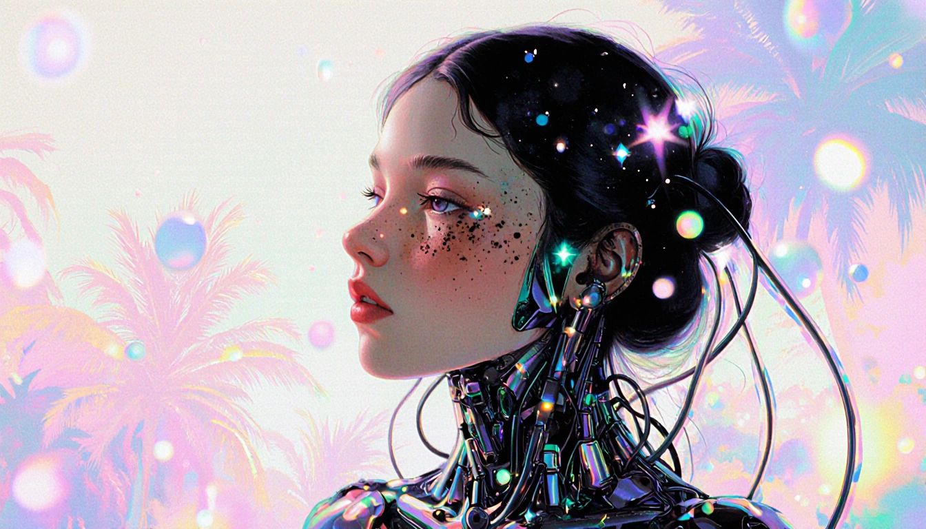 cybernetic girl connected to wires charging, mental hospotal, dirty