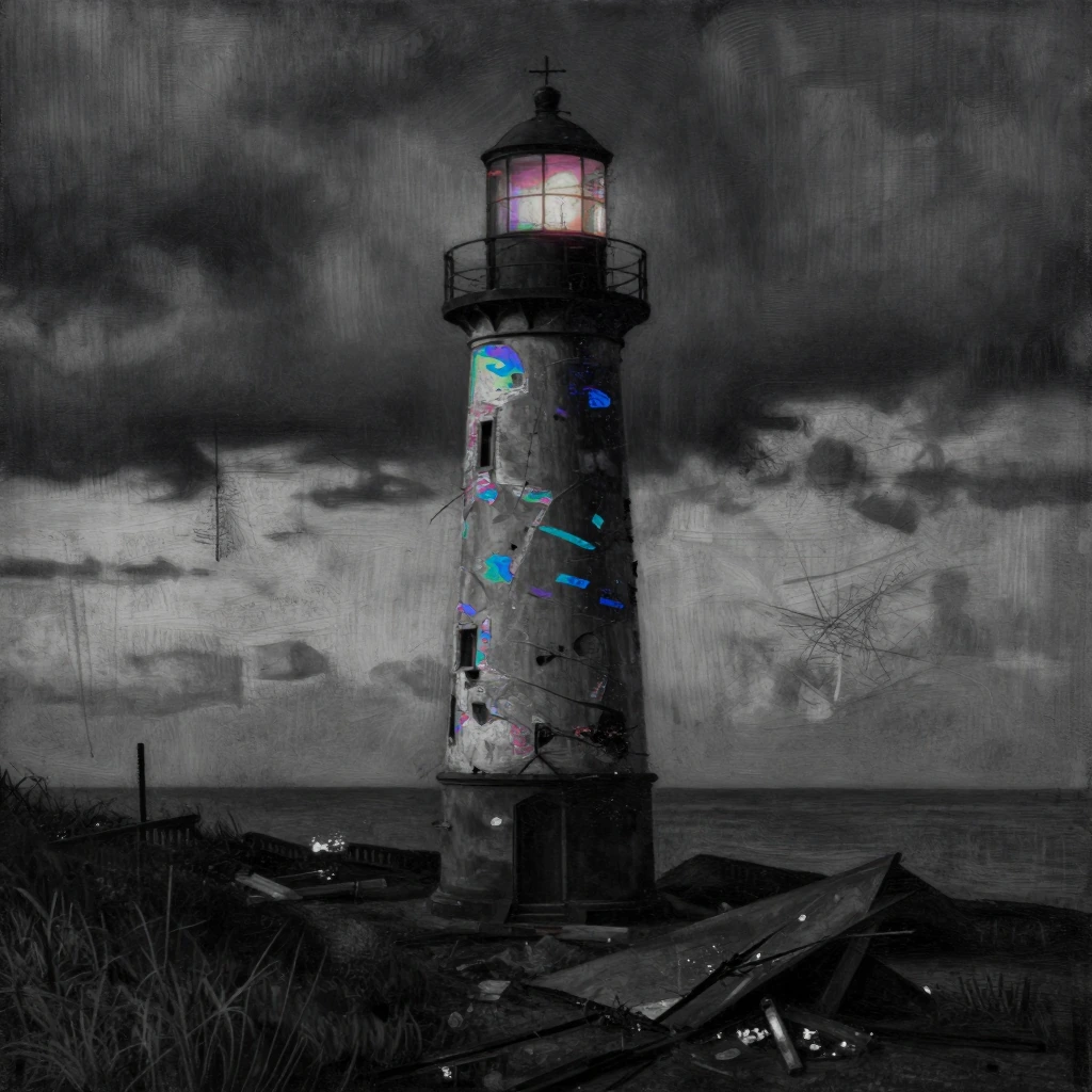 abandoned coastal lighthouse at twilight