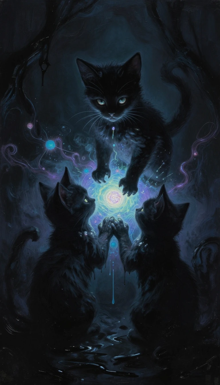 Art purifies our souls from the dust of everyday life... and it is from this reflection that we create a shocking, expressive and dark image in the spirit of #Edgar Allan Poe... cute little kittens... Strange. Dreamlike. Magical