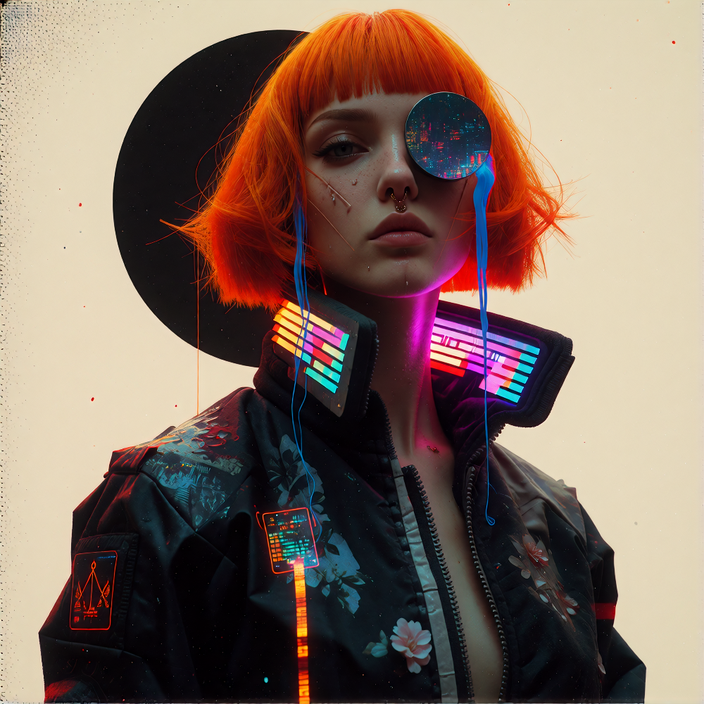 An editorial portrait of one adult woman with a severe, iconic silhouette, shoulders and head filling the tall frame. Her face is angular and memorabl