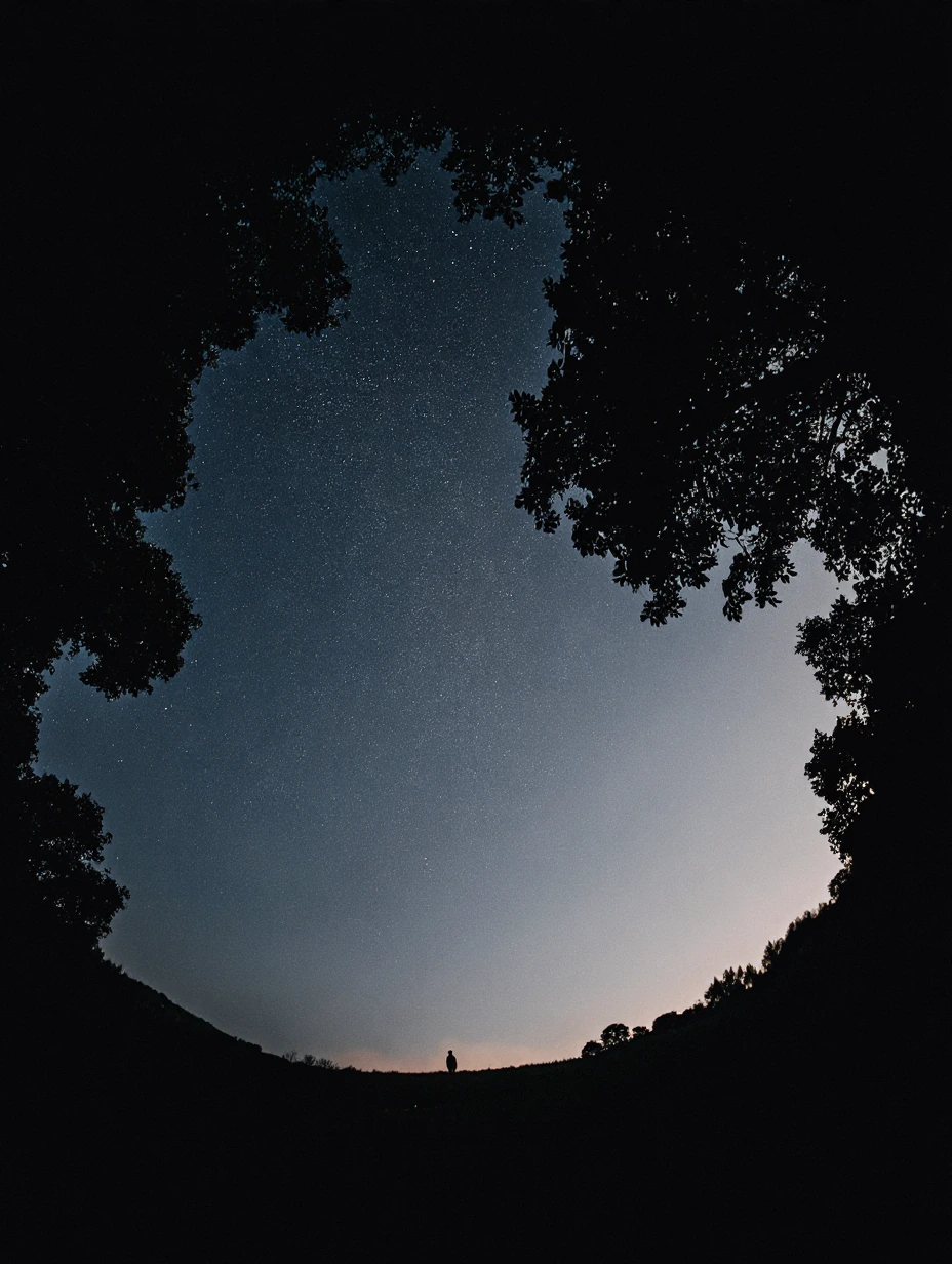 branches outward, stretch beautiful starlit sky, night liminal shot deep detailed