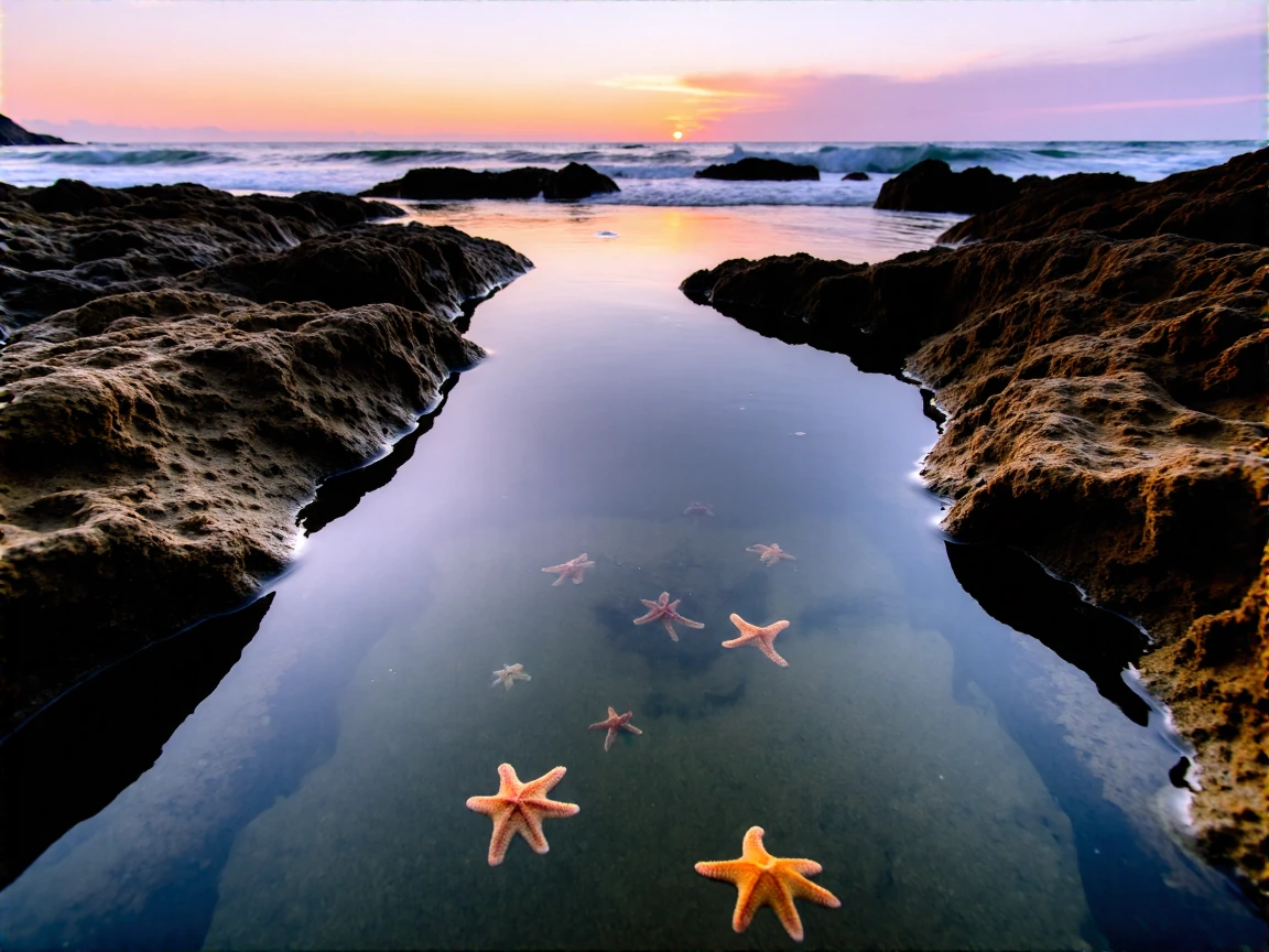 the ocean holds its breath at dusk.