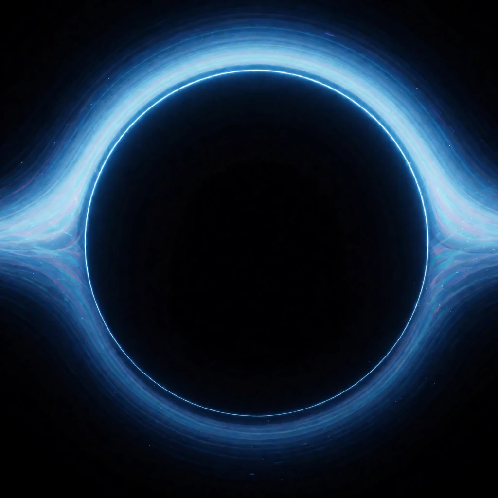 a blue light circle, long photo exposure, art, of black hole horizon, dreamscape space
