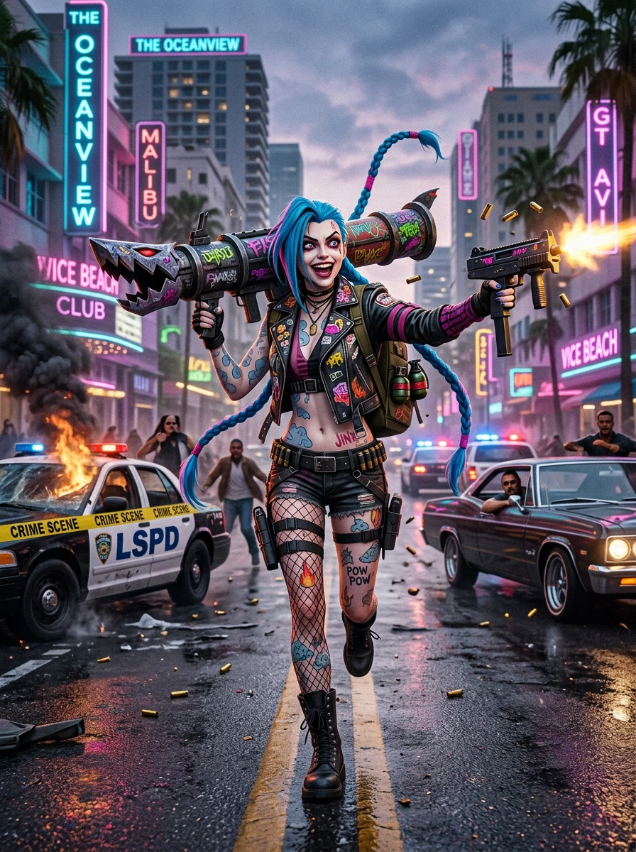 League of Legends Jinx if she was in GTA 6