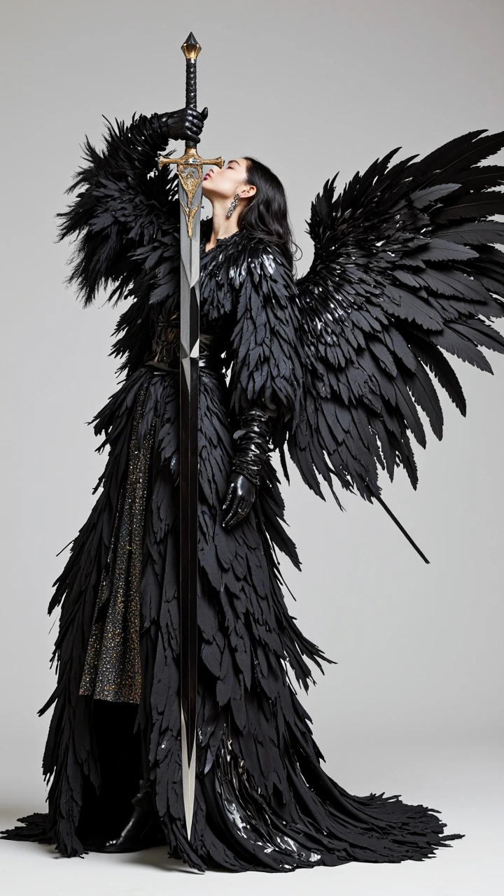 { "concept": "obsidian_blade_dark_angel_portrait", "format": "single_frame_editorial_portrait", "aspect_ratio": "9:16", "subject": { "type": "female_model", "identity_preservation": "high preserve facial structure, skin texture, natural features from
