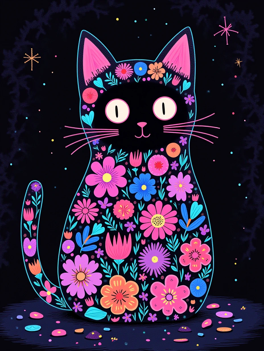 A cat made of flowers